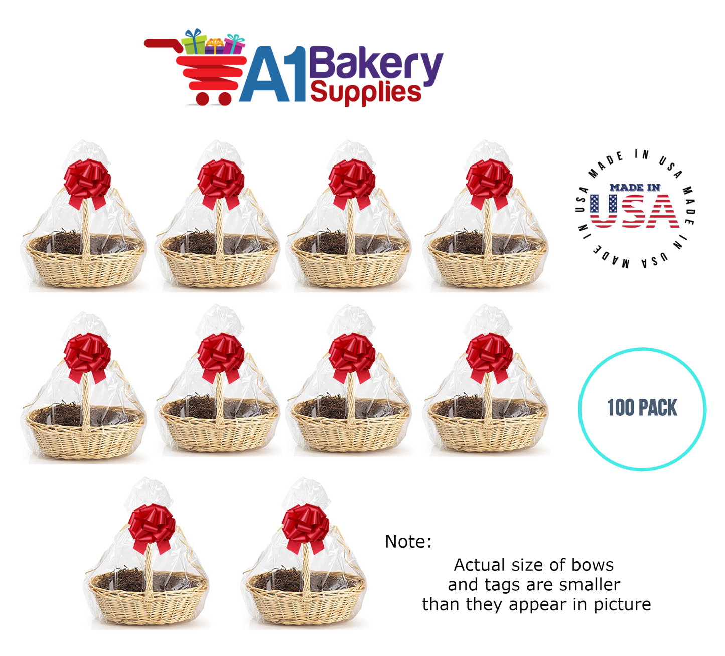 BOPP Sealable Cellophane Bags and Clear Gift Basket Wrap Packaging, 27 in x 35 in, Clear Cello Wrapping for Baby Shower, Wedding Party, or Event Giveaways, 100 Pack