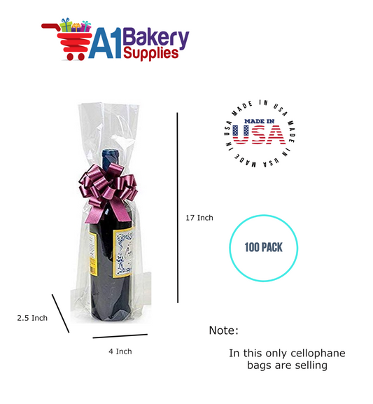 Gusset Basket Size 1.2 MIL BOPP Sealable Cellophane Gift Bags Bags for Gift Packing 4  x 2.5 x 17 Inch, 100 Pack