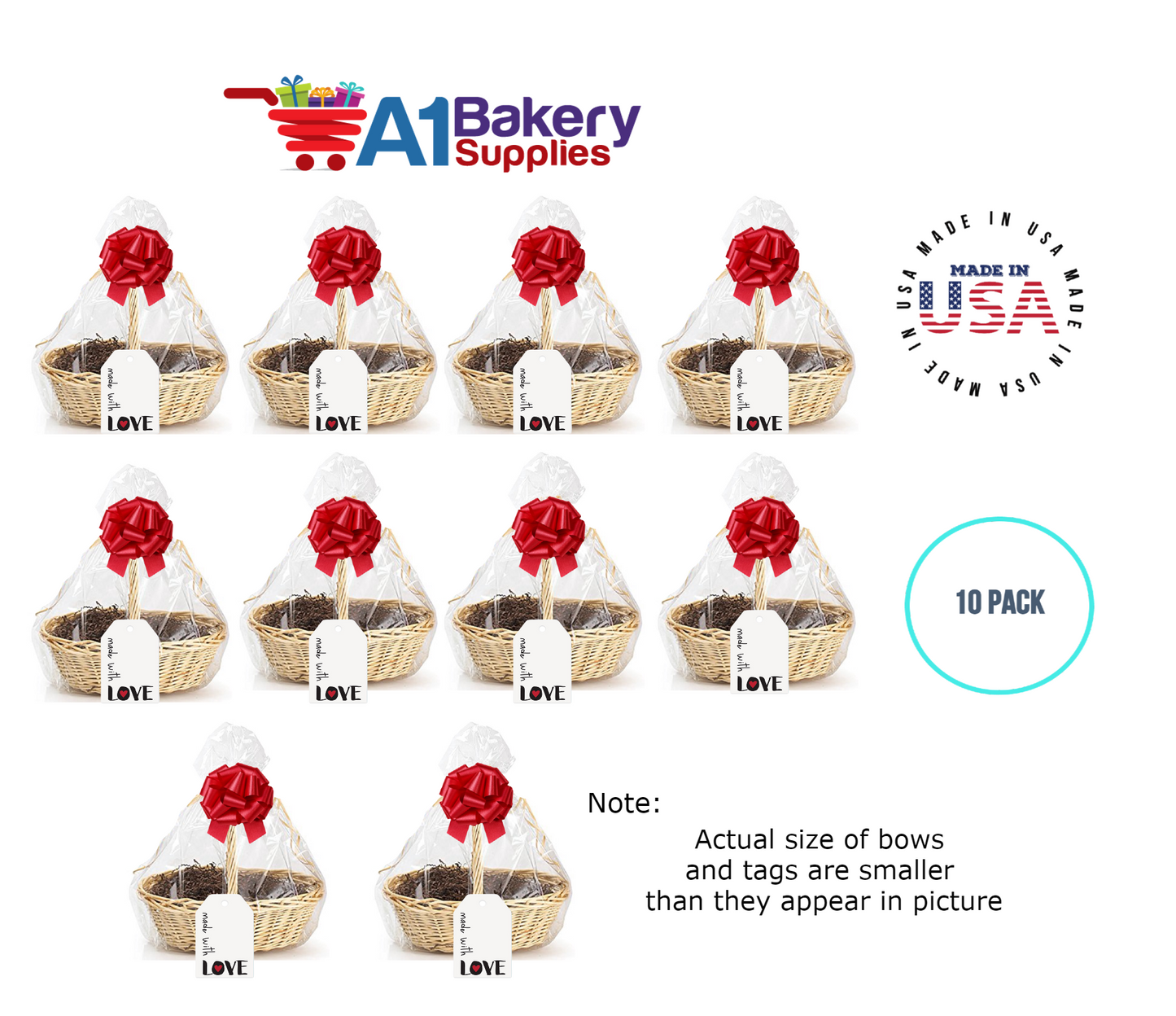 BOPP Sealable Cellophane Bags and Clear Gift Basket Wrap Packaging, 27 in x 35 in, Clear Cello Wrapping for Baby Shower, Wedding Party, or Event Giveaways, 10 Pack