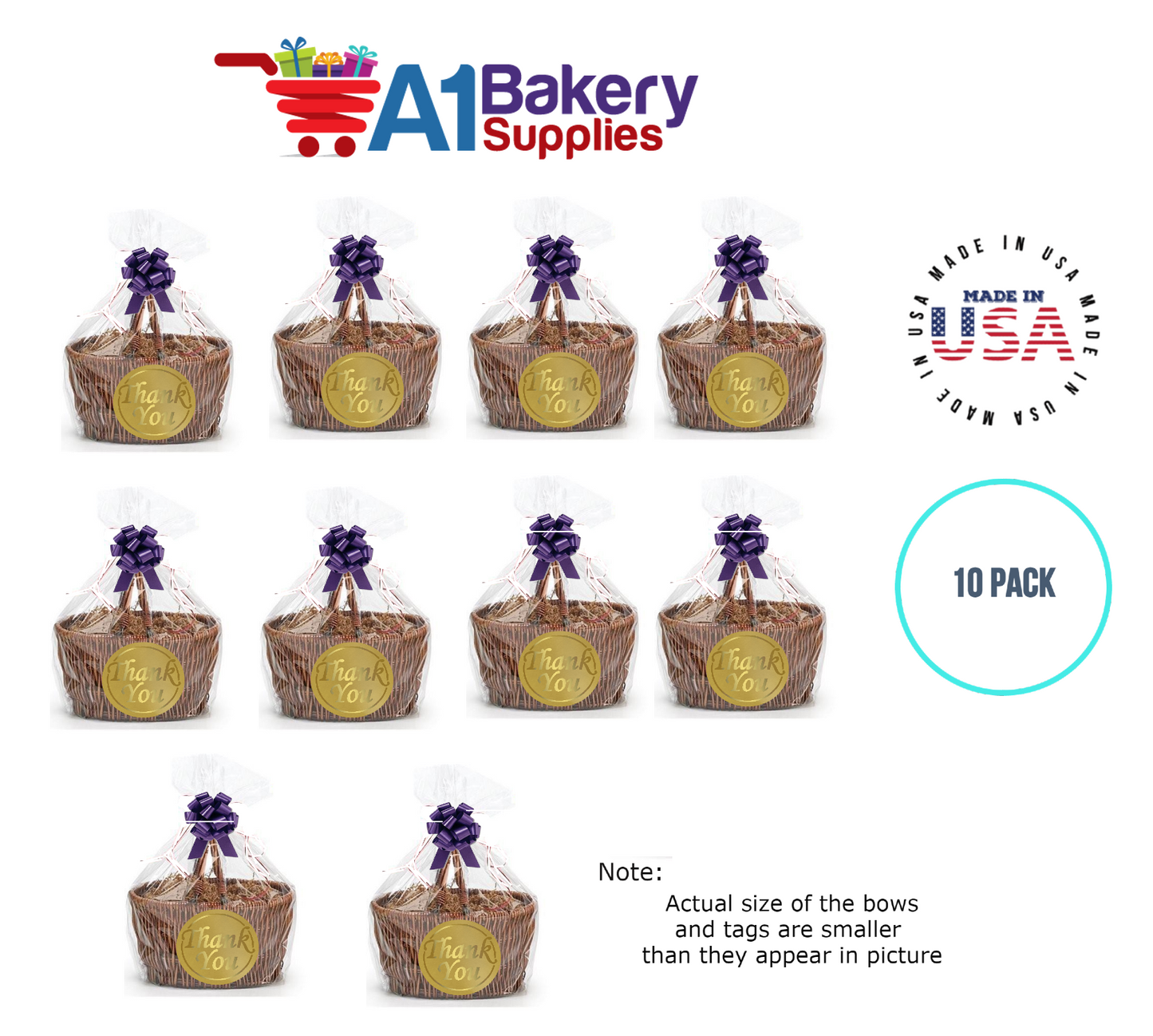 BOPP Sealable Cellophane Bags and Clear Gift Basket Wrap Packaging, 30 in x 40 in, Clear Cello Wrapping for Baby Shower, Wedding Party, or Event Giveaways, 10 Pack