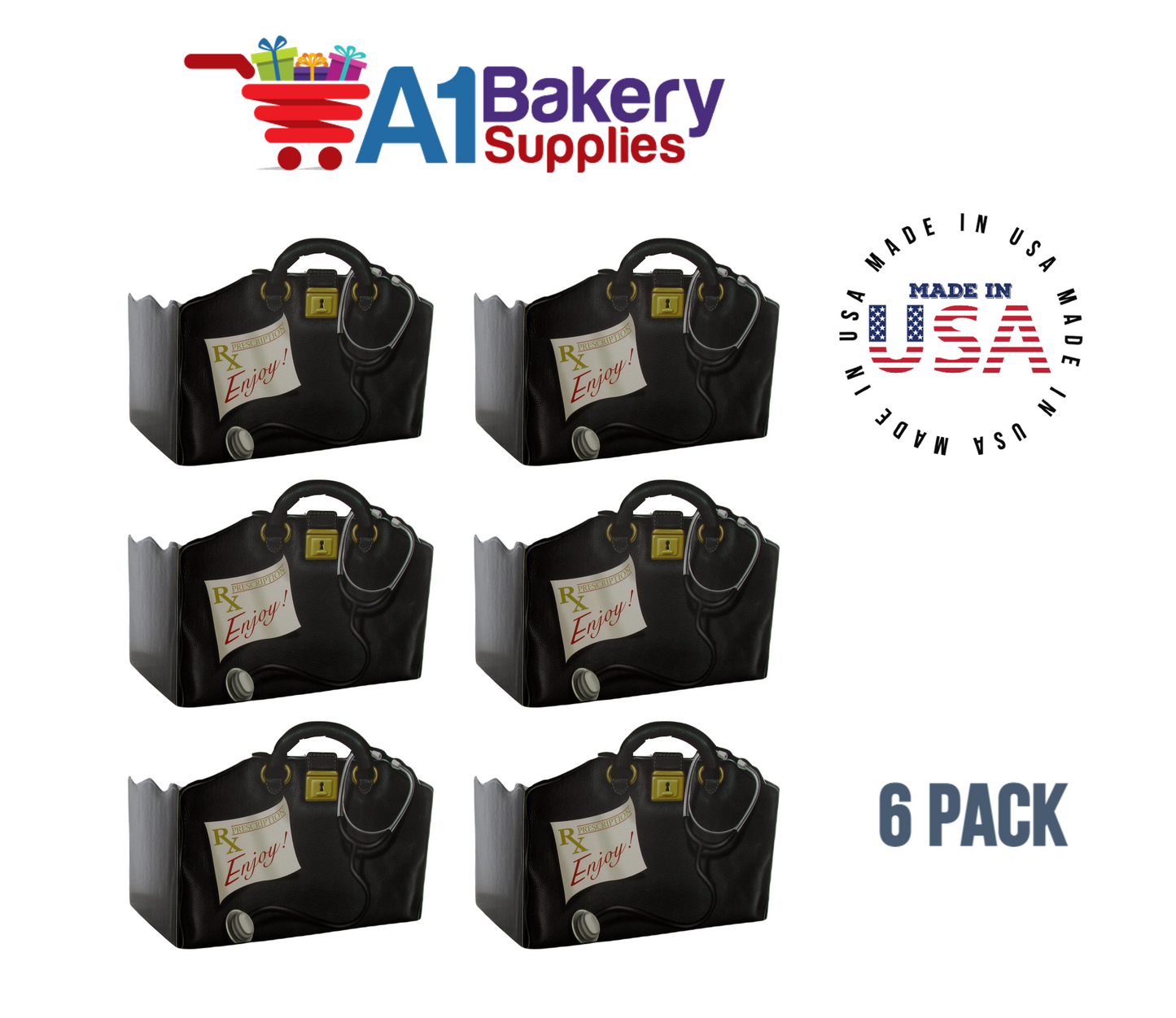 Get Well Doctors Bag, Medical Bag, Nurse Bag, Basket Box, Theme Gift Box, Small 6.75 (Length) x 4 (Width) x 5 (Height), 6 Pack