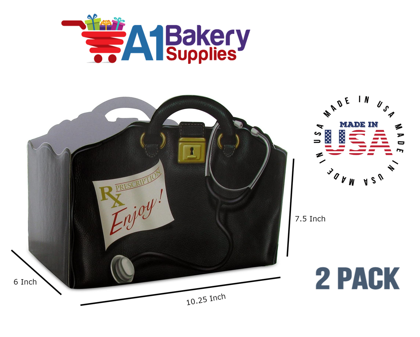 Get Well Doctors Bag, Medical Bag, Nurse Bag, Basket Box, Theme Gift Box, Large 10.25 (Length) x 6 (Width) x 7.5 (Height), 2 Pack