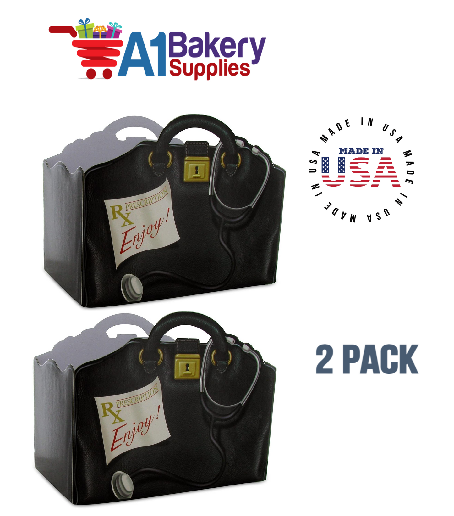 Get Well Doctors Bag, Medical Bag, Nurse Bag, Basket Box, Theme Gift Box, Large 10.25 (Length) x 6 (Width) x 7.5 (Height), 2 Pack