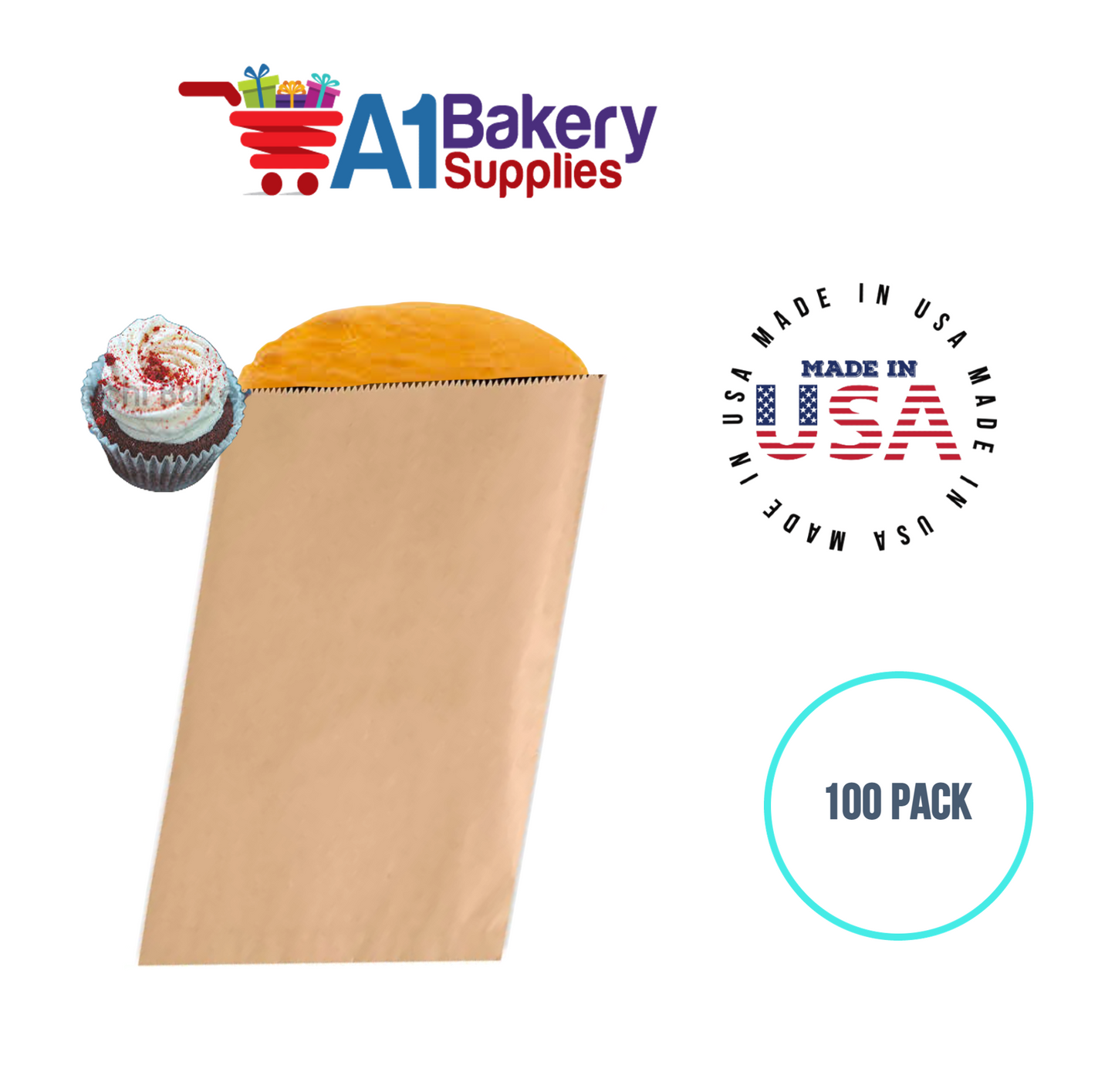 Kraft Flat Merchandise Bags, Small, 100 Pack - 10"x13"