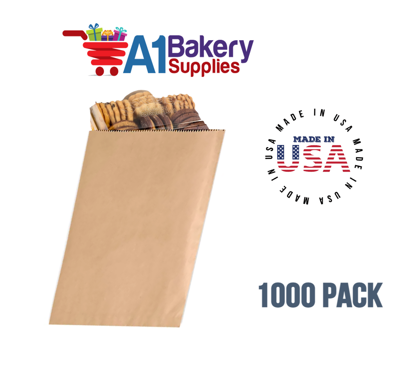 Kraft Flat Merchandise Bags, Medium, 1000 Pack - 8.5"x11"