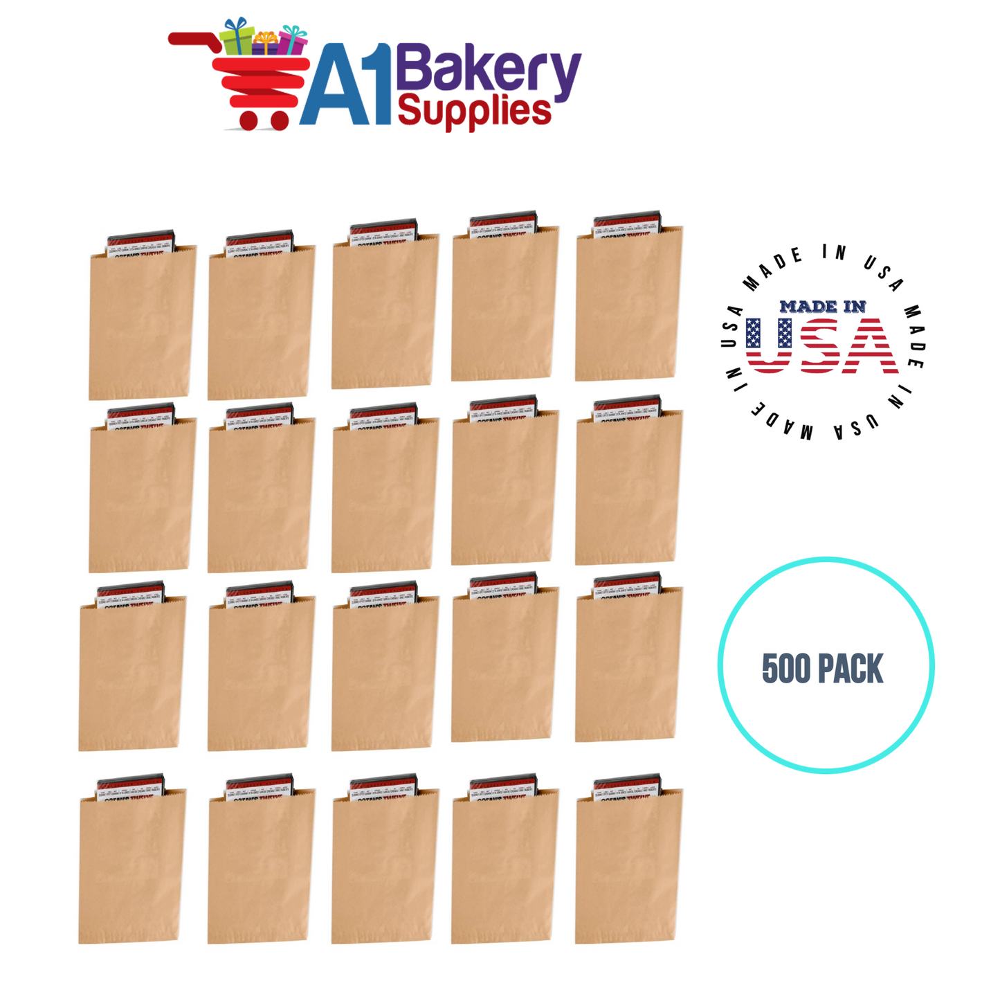 Kraft Flat Merchandise Bags, Medium, 500 Pack - 7-1/2"x10-1/2"