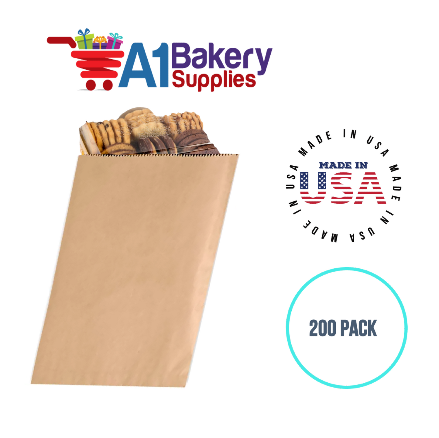 Kraft Flat Merchandise Bags, Medium, 200 Pack - 8.5"x11"