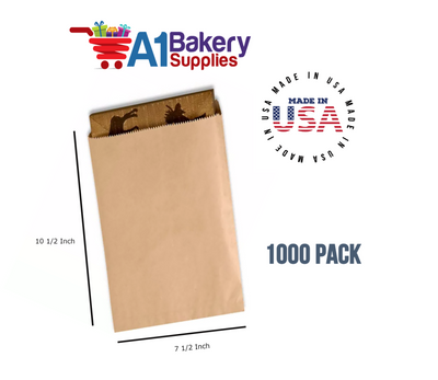 Kraft Flat Merchandise Bags, Medium, 1000 Pack - 7-1/2"x10-1/2"
