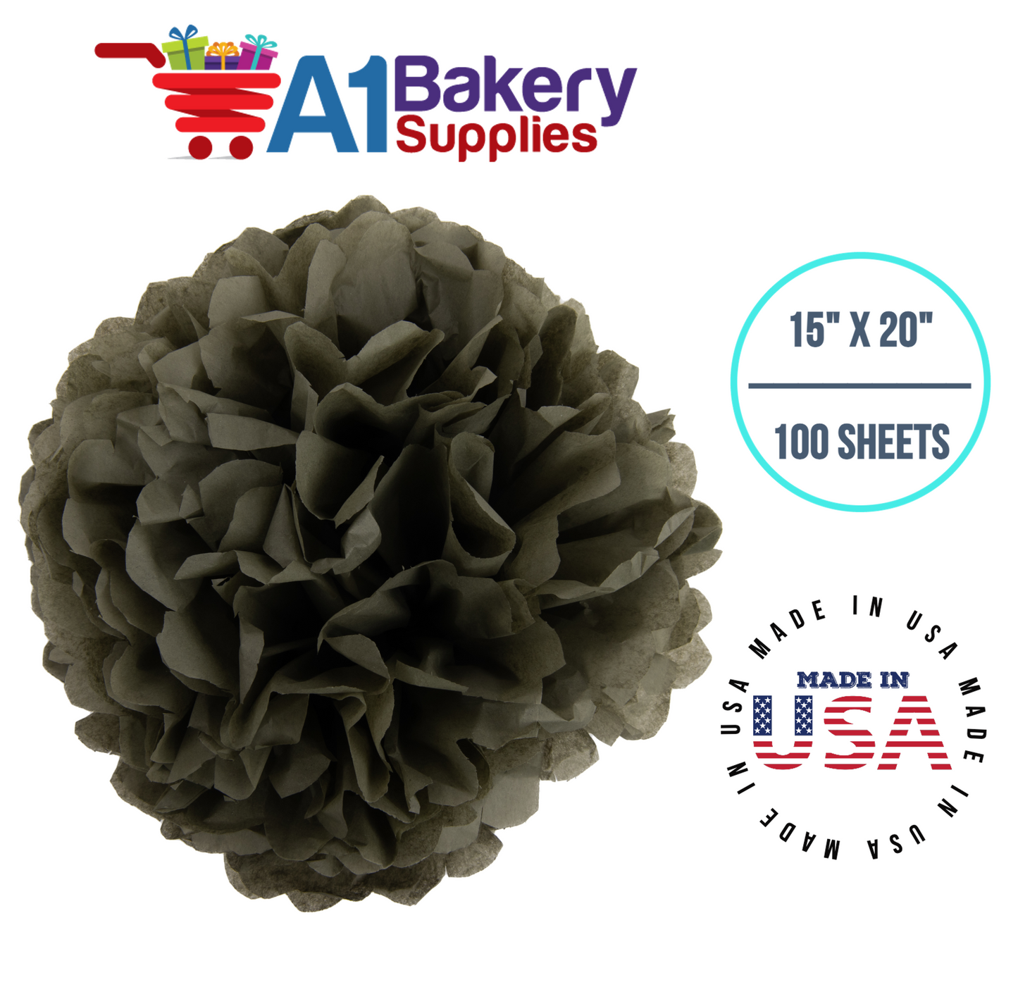 Tapestry Green Tissue Paper Squares, Bulk 100 Sheets, Premium Gift Wrap and Art Supplies for Birthdays, Holidays, or Presents by A1BakerySupplies, Medium 15 Inch x 20 Inch