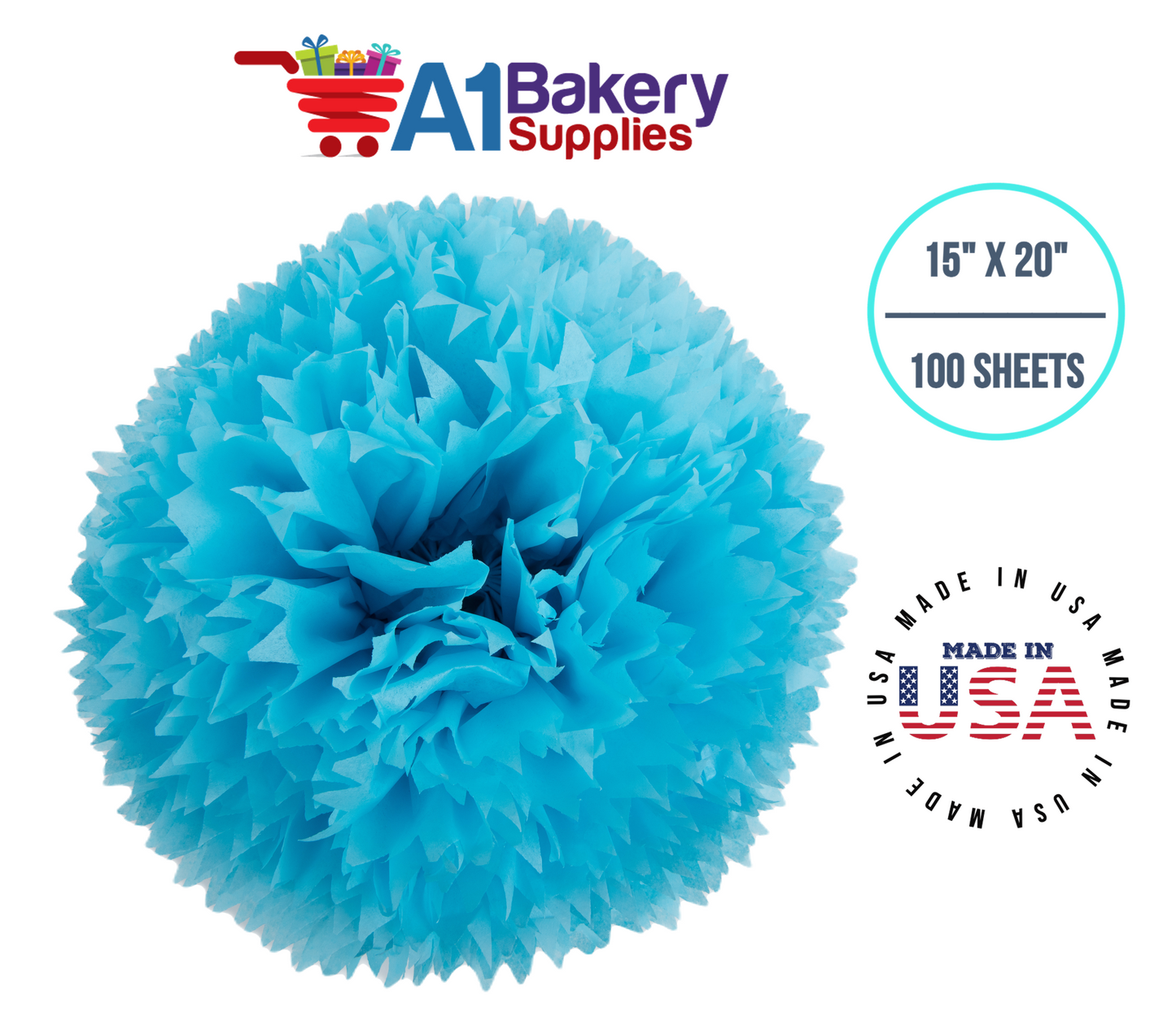 Oxford Blue Tissue Paper Squares, Bulk 100 Sheets, Premium Gift Wrap and Art Supplies for Birthdays, Holidays, or Presents by A1BakerySupplies, Medium 15 Inch x 20 Inch