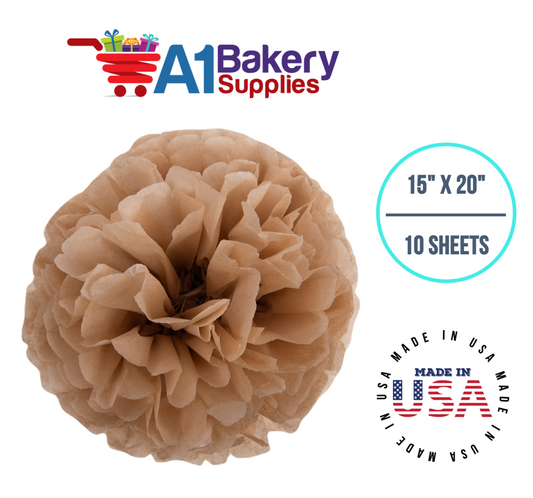 Desert Tan  Tissue Paper Squares, Bulk 10 Sheets, Premium Gift Wrap and Art Supplies for Birthdays, Holidays, or Presents by A1BakerySupplies, Small 15 Inch x 20 Inch