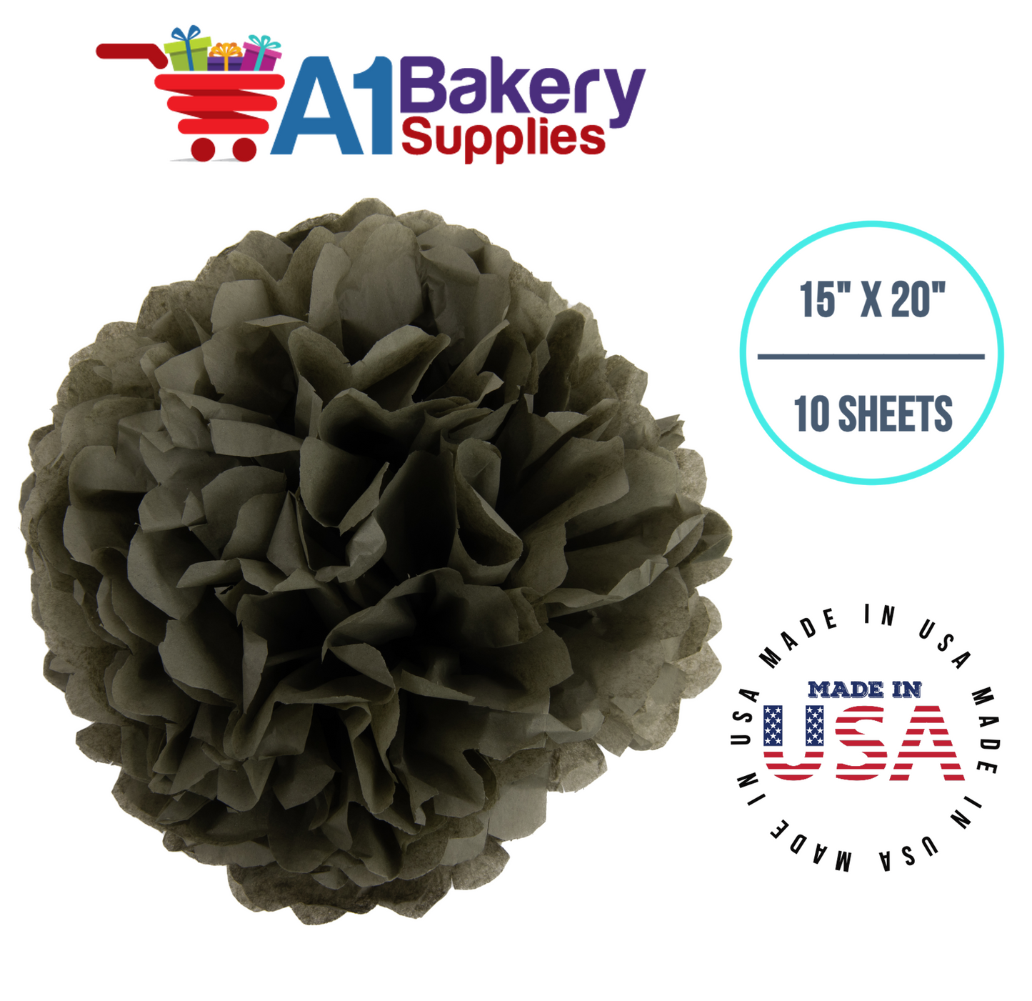 Tapestry Green Tissue Paper Squares, Bulk 10 Sheets, Premium Gift Wrap and Art Supplies for Birthdays, Holidays, or Presents by A1BakerySupplies, Small 15 Inch x 20 Inch