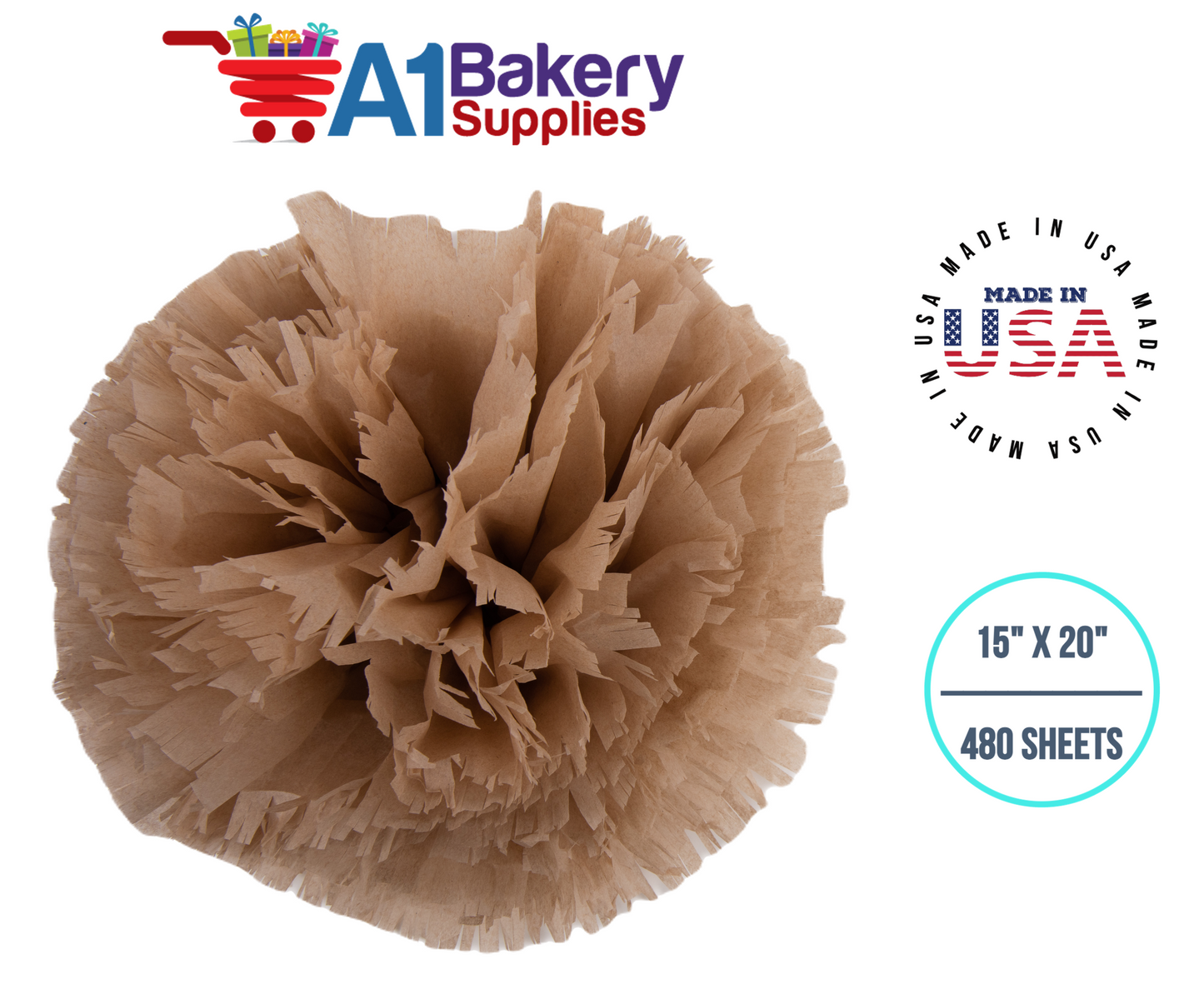 Solid Craft Tissue Paper Squares, Bulk480 Sheets, Premium Gift Wrap and Art Supplies for Birthdays, Holidays, or Presents by A1BakerySupplies, Large 15 Inch x 20 Inch