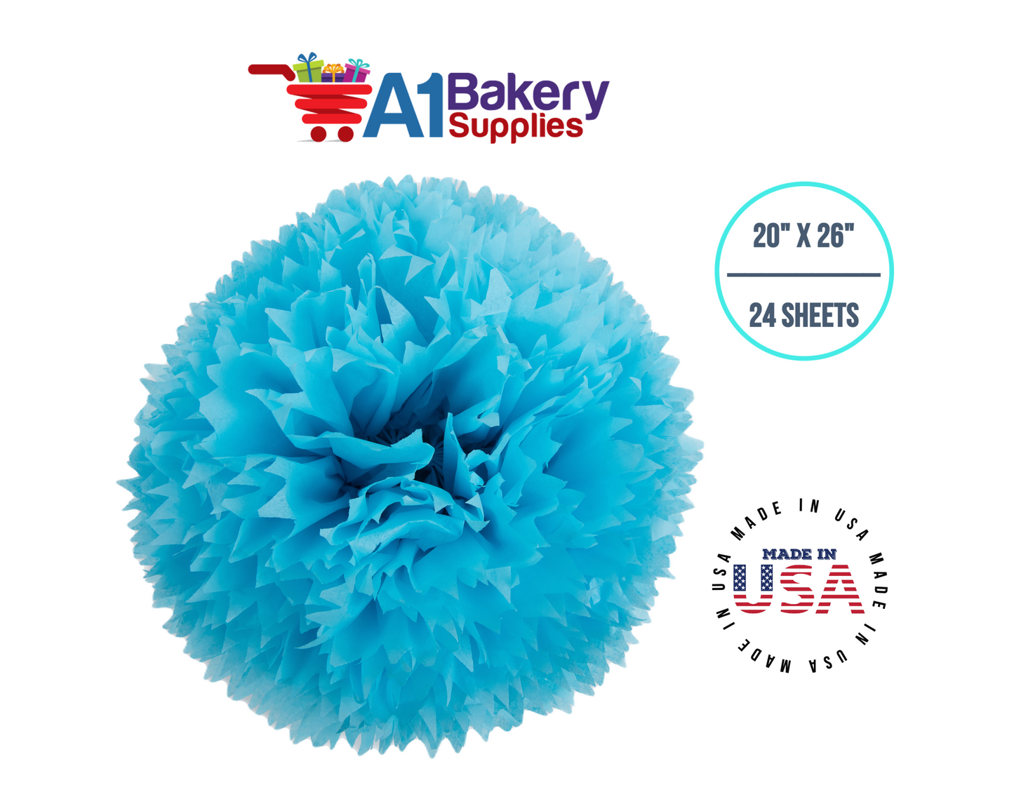 Oxford Blue Tissue Paper Squares, Bulk 24 Sheets, Premium Gift Wrap and Art Supplies for Birthdays, Holidays, or Presents by A1BakerySupplies, Small 20 Inch x 26 Inch