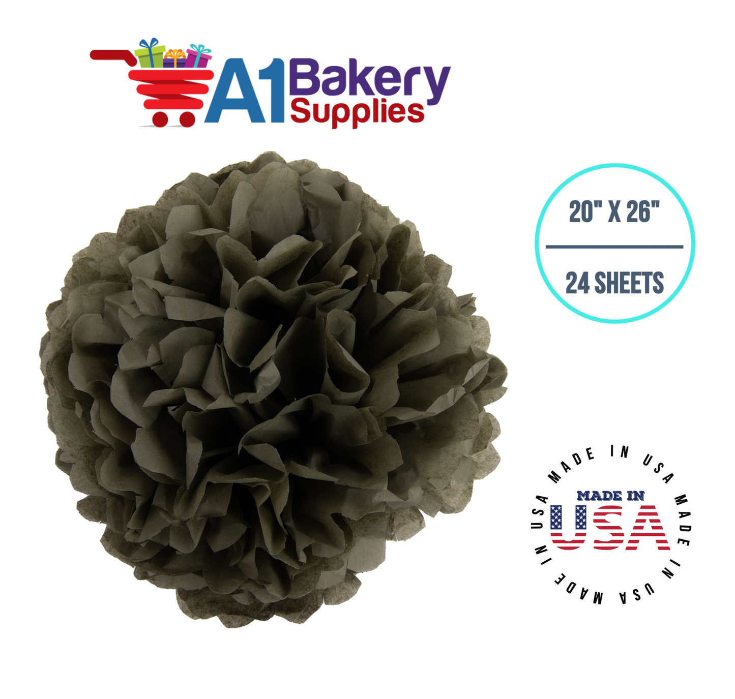 Tapestry Green Tissue Paper Squares, Bulk 24 Sheets, Premium Gift Wrap and Art Supplies for Birthdays, Holidays, or Presents by A1BakerySupplies, Small 20 Inch x 26 Inch