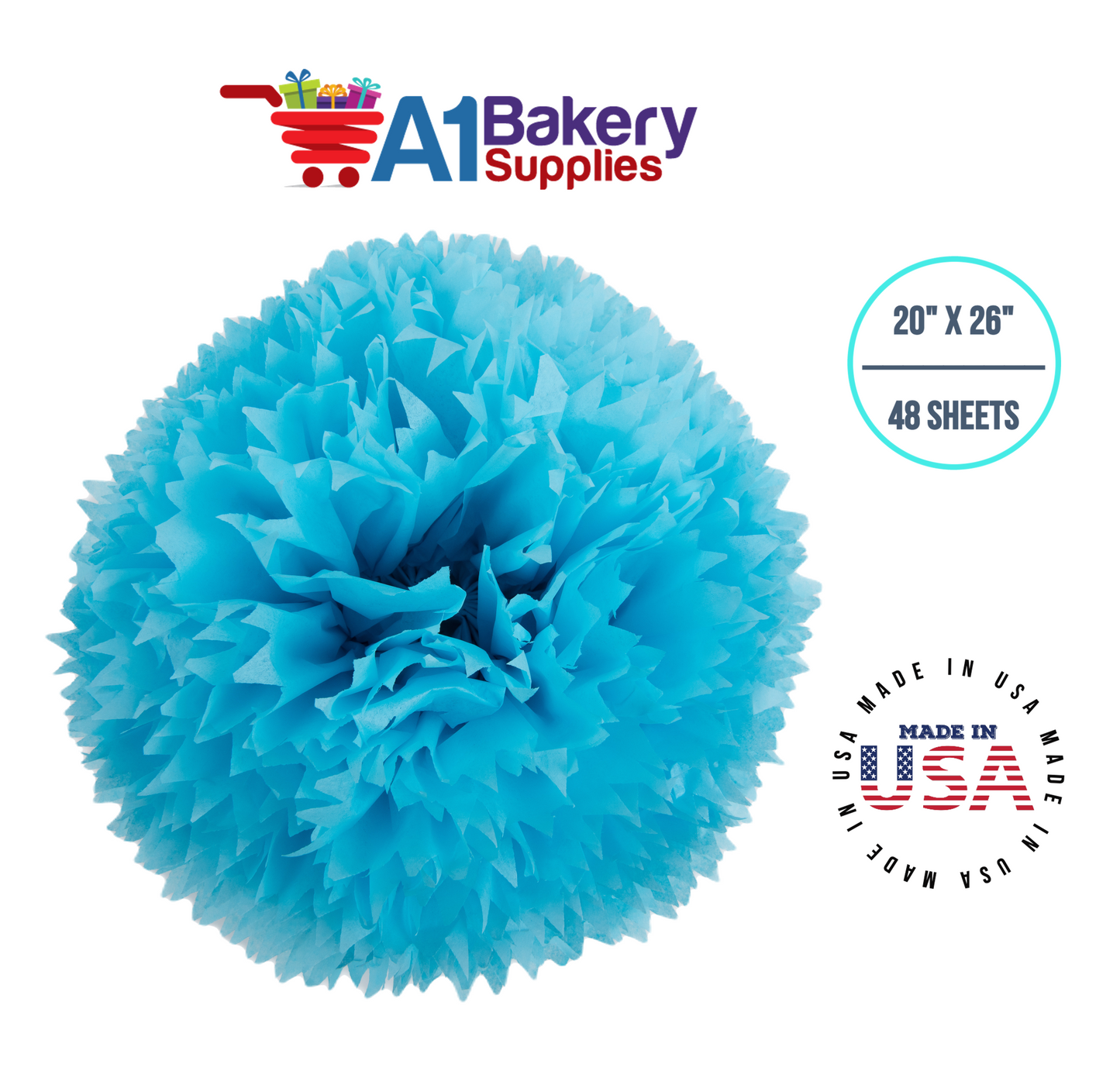 Oxford Blue Tissue Paper Squares, Bulk 48 Sheets, Premium Gift Wrap and Art Supplies for Birthdays, Holidays, or Presents by A1BakerySupplies, Medium 20 Inch x 26 Inch