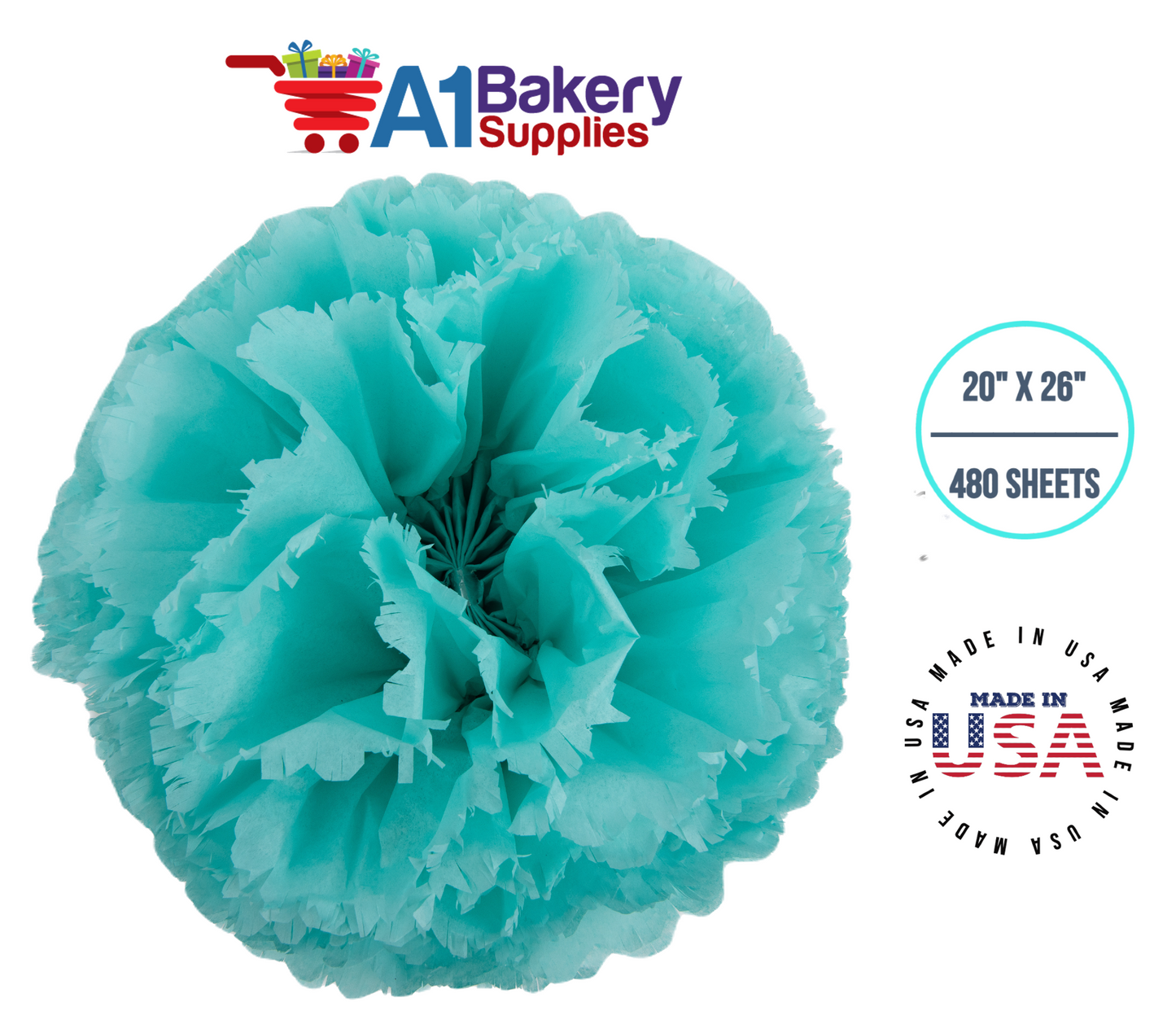 AQUA BLUE Color Gift wrap Tissue Paper 20 Inch x 26 Inch - 480 Sheets