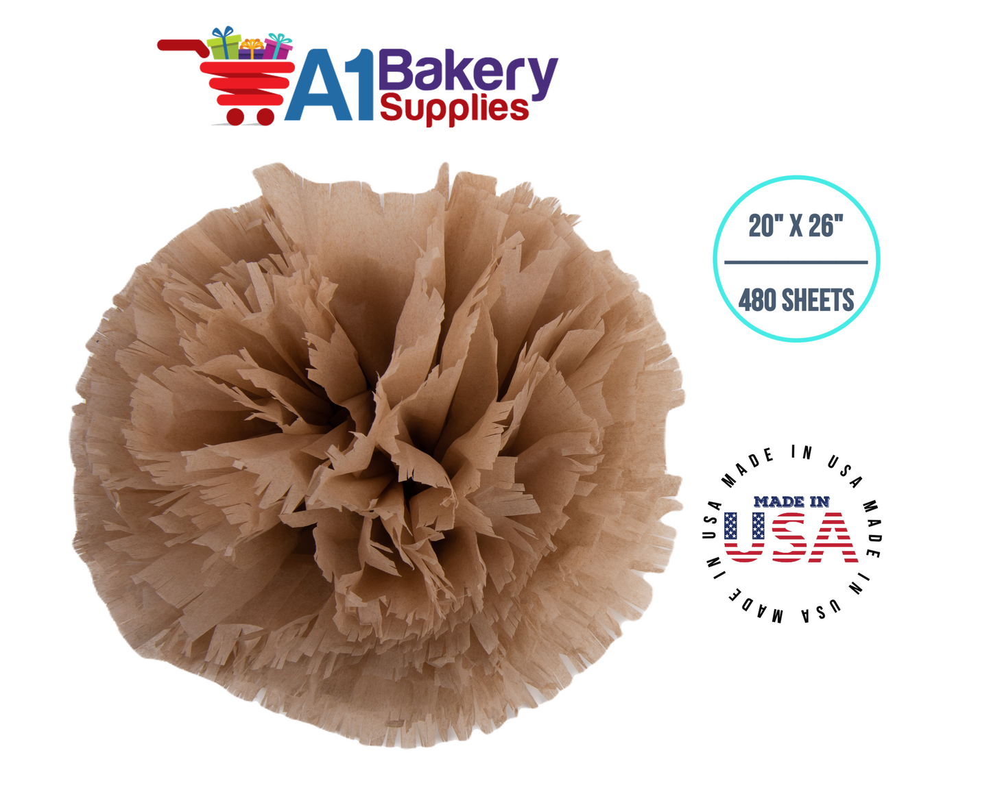 Solid Craft Tissue Paper Squares, Bulk 480 Sheets, Premium Gift Wrap and Art Supplies for Birthdays, Holidays, or Presents by A1BakerySupplies, Large 20 Inch x 26 Inch