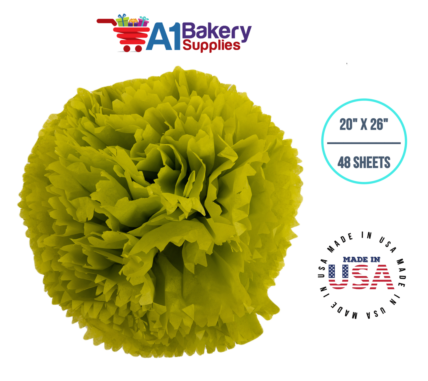 Citrus green Color Tissue Paper 20 Inch x 26 Inch - 48 Sheets