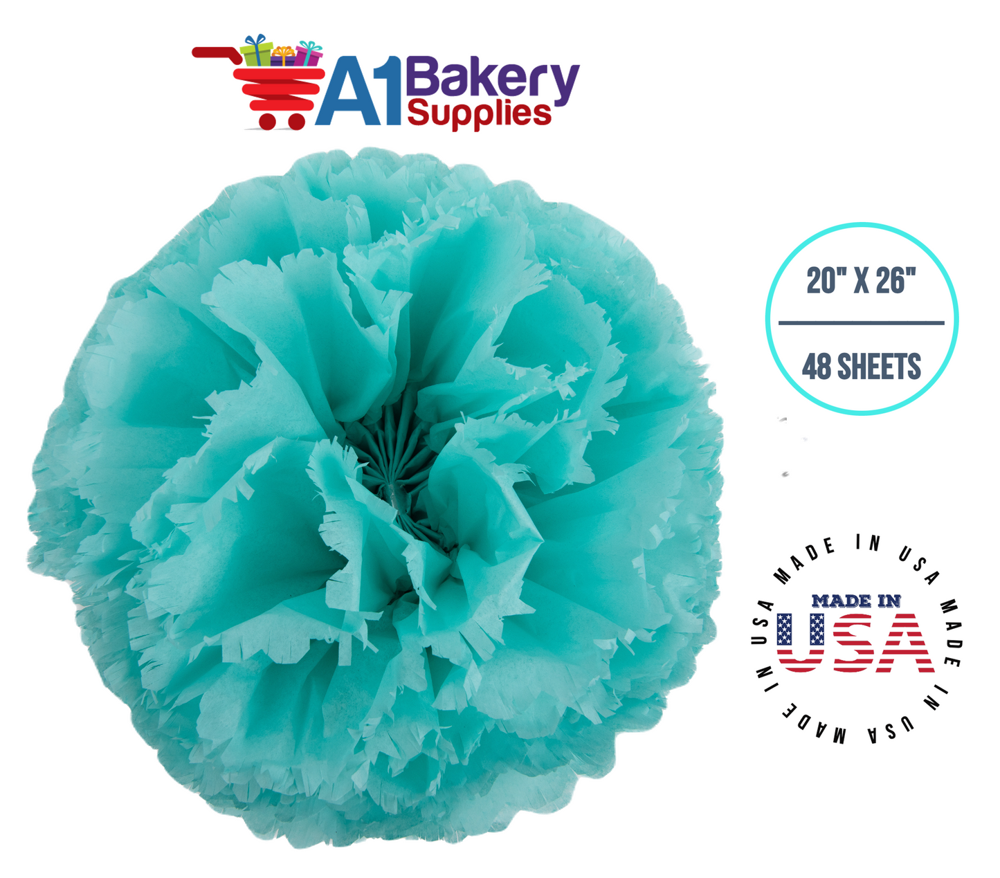 AQUA BLUE Color Gift wrap Tissue Paper 20 Inch x 26 Inch - 48 Sheets