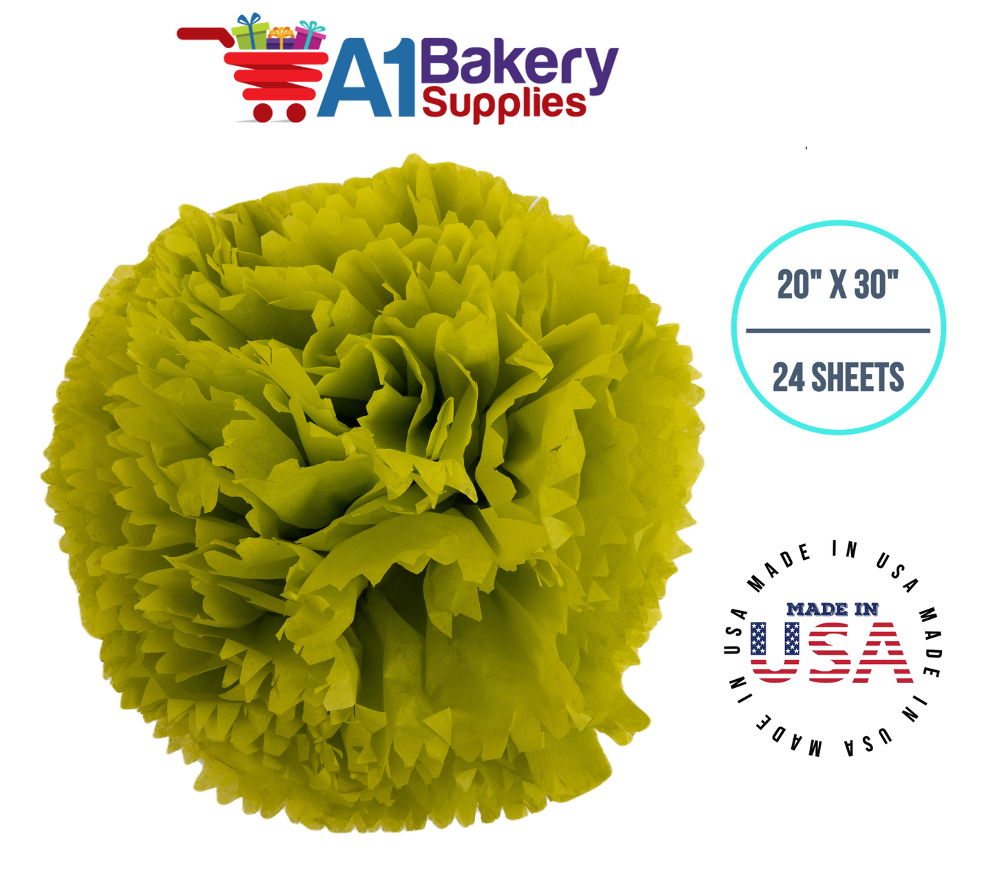 Citrus green Color Tissue Paper 20 Inch x 30 Inch - 24 Sheets