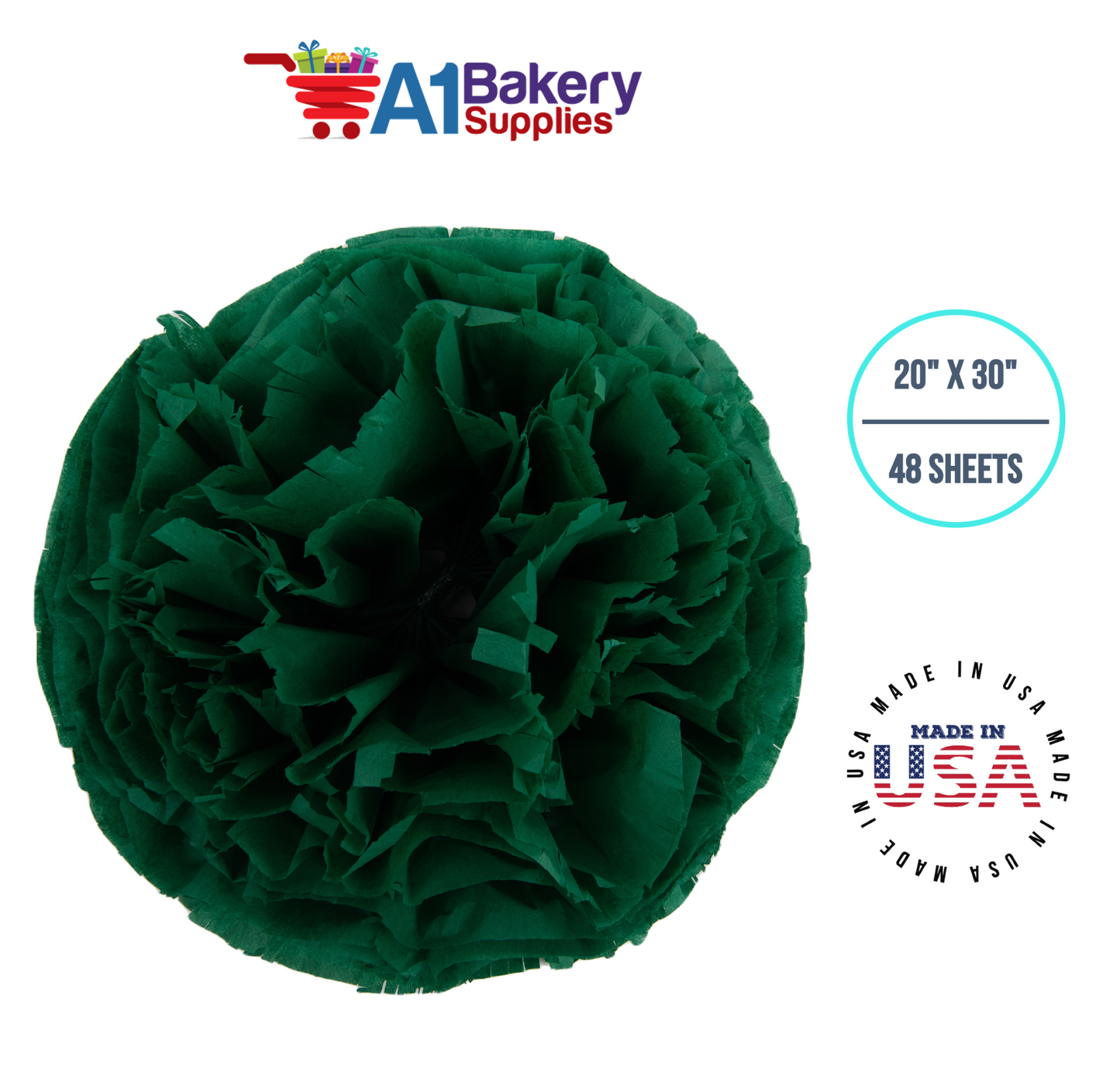 Emerald Green Tissue Paper 20 Inch x 30 Inch - 48 Sheets