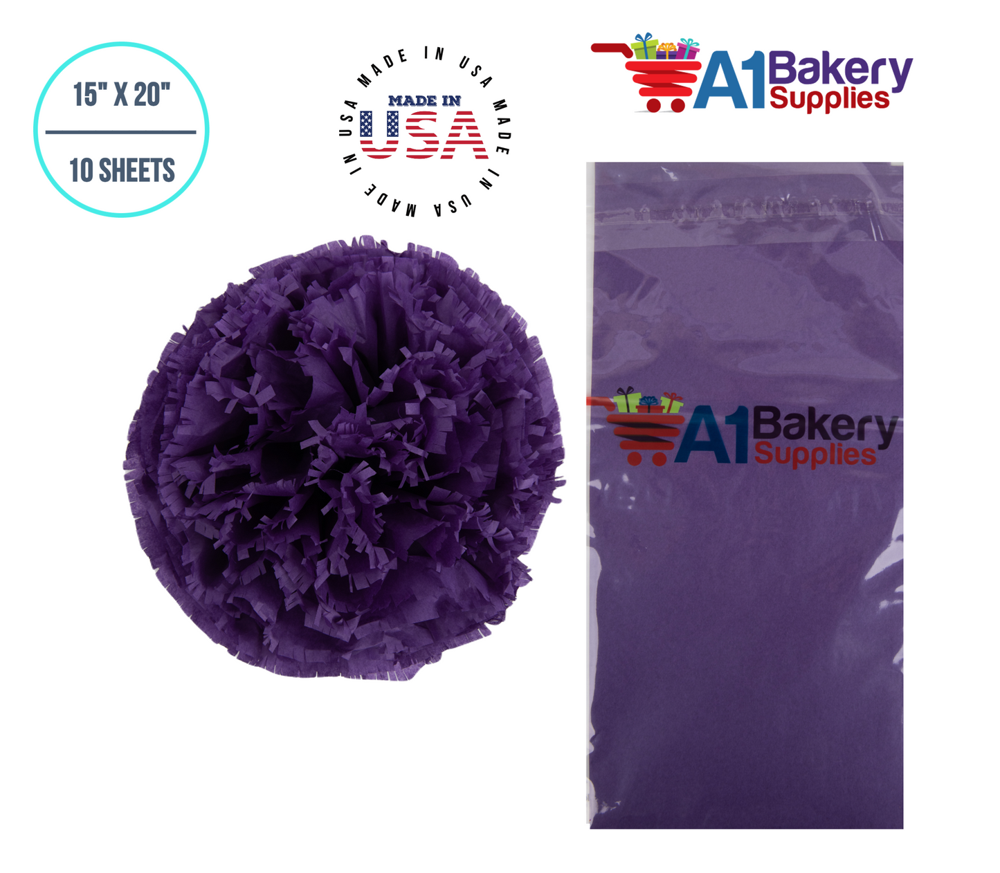 Lavender Tissue Paper Squares, Bulk 10 Sheets, Premium Gift Wrap and Art Supplies for Birthdays, Holidays, or Presents by A1BakerySupplies, Small 15 Inch x 20 Inch