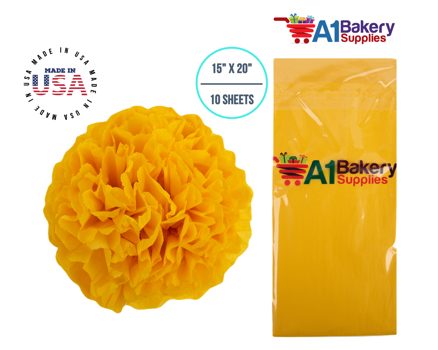 Dandelion Tissue Paper Squares, Bulk 10 Sheets, Premium Gift Wrap and Art Supplies for Birthdays, Holidays, or Presents by A1BakerySupplies, Small 15 Inch x 20 Inch