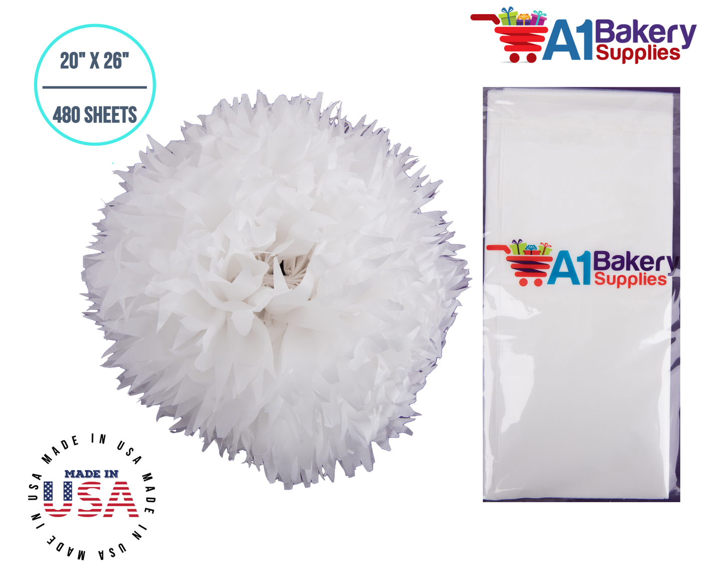 White Tissue Paper Large 20 Inch x 26 Inch - 480 Sheets