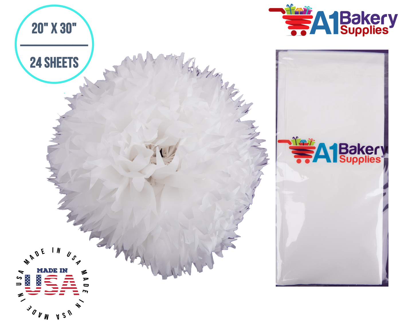 White Tissue Paper Small 20 Inch x 30 Inch - 24 Sheets