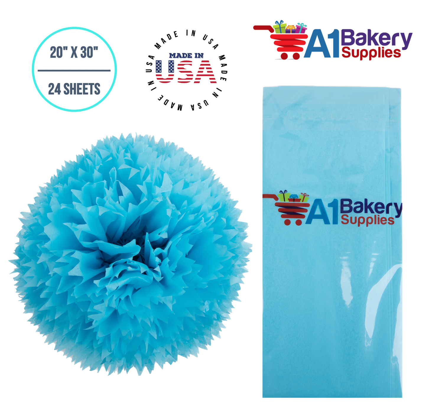 Oxford Blue Tissue Paper Squares, Bulk 24 Sheets, Premium Gift Wrap and Art Supplies for Birthdays, Holidays, or Presents by A1BakerySupplies, Small 20 Inch x 30 Inch