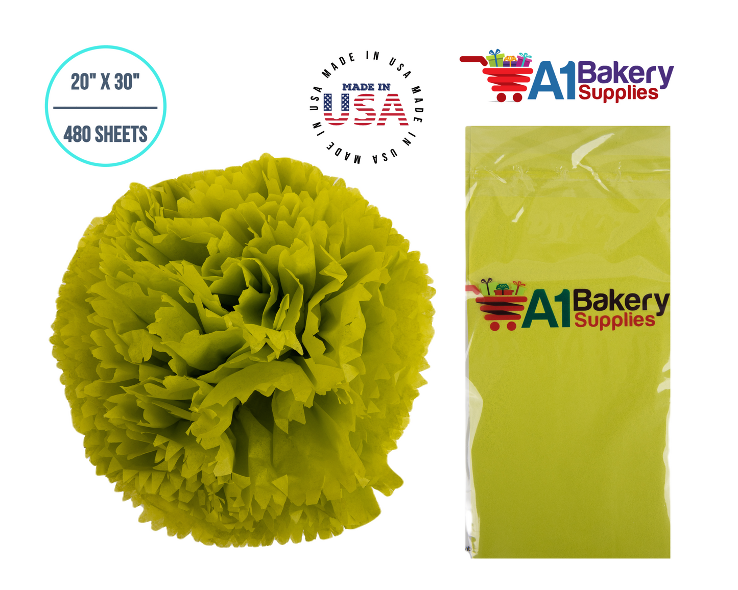 Citrus green Color Tissue Paper 20 Inch x 30 Inch - 480 Sheets