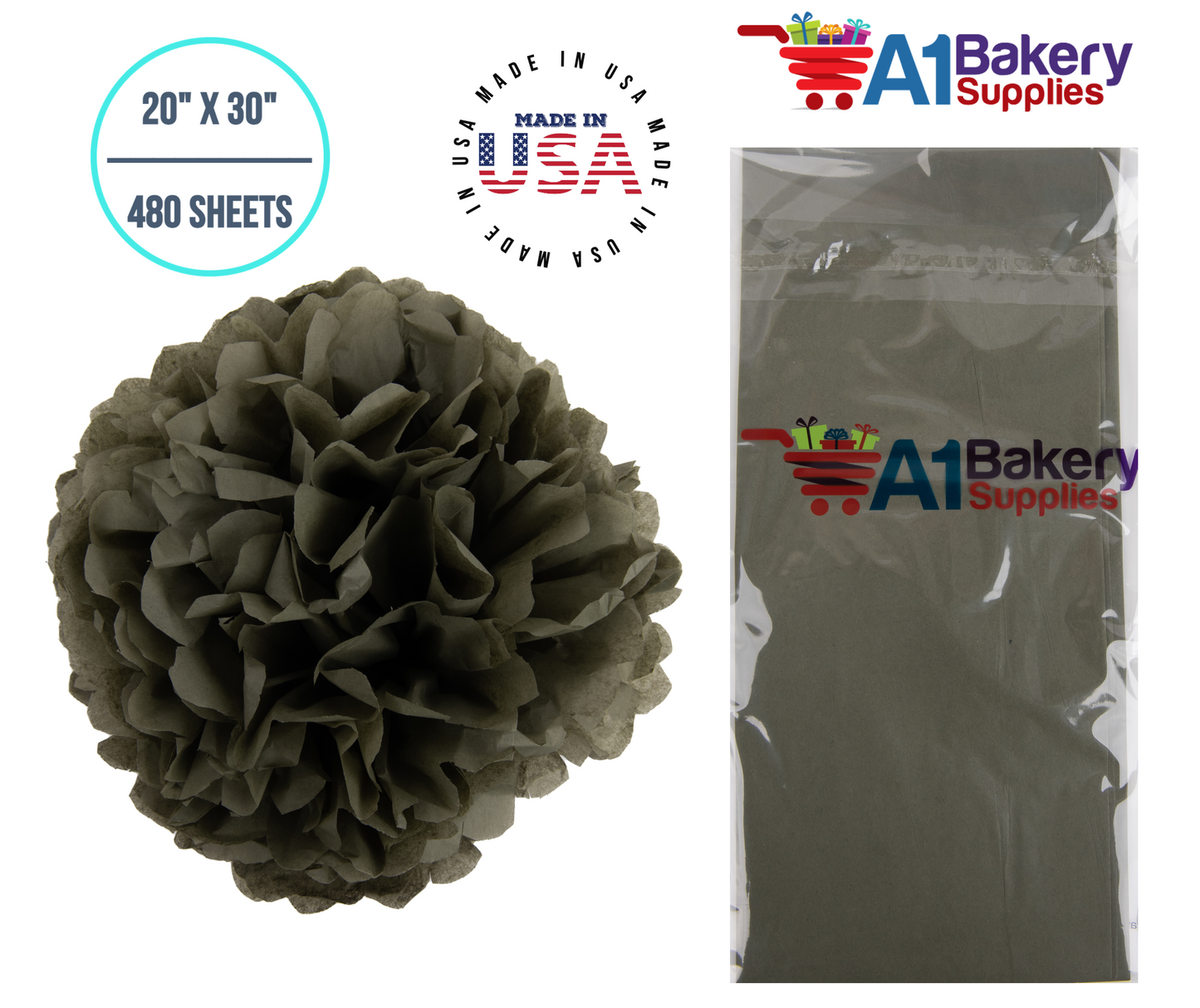 Tapestry Green Tissue Paper Squares, Bulk 480 Sheets, Premium Gift Wrap and Art Supplies for Birthdays, Holidays, or Presents by A1BakerySupplies, Large 20 Inch x 30 Inch