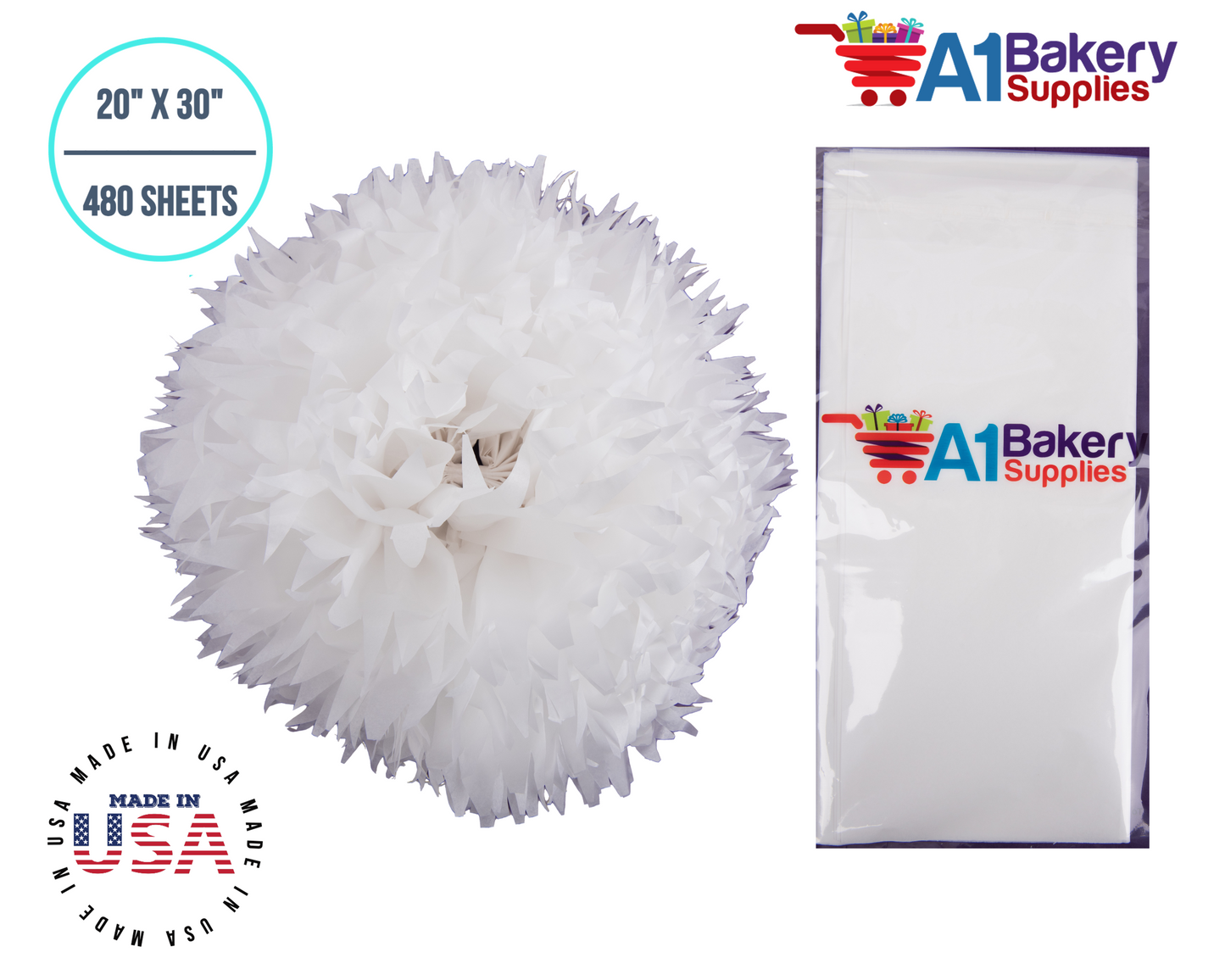White Tissue Paper Large 20 Inch x 30 Inch - 480 Sheets