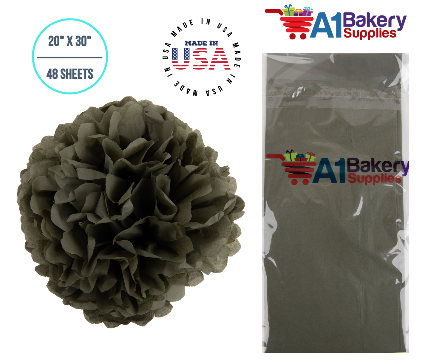 Tapestry Green Tissue Paper Squares, Bulk 48 Sheets, Premium Gift Wrap and Art Supplies for Birthdays, Holidays, or Presents by A1BakerySupplies, Medium 20 Inch x 30 Inch