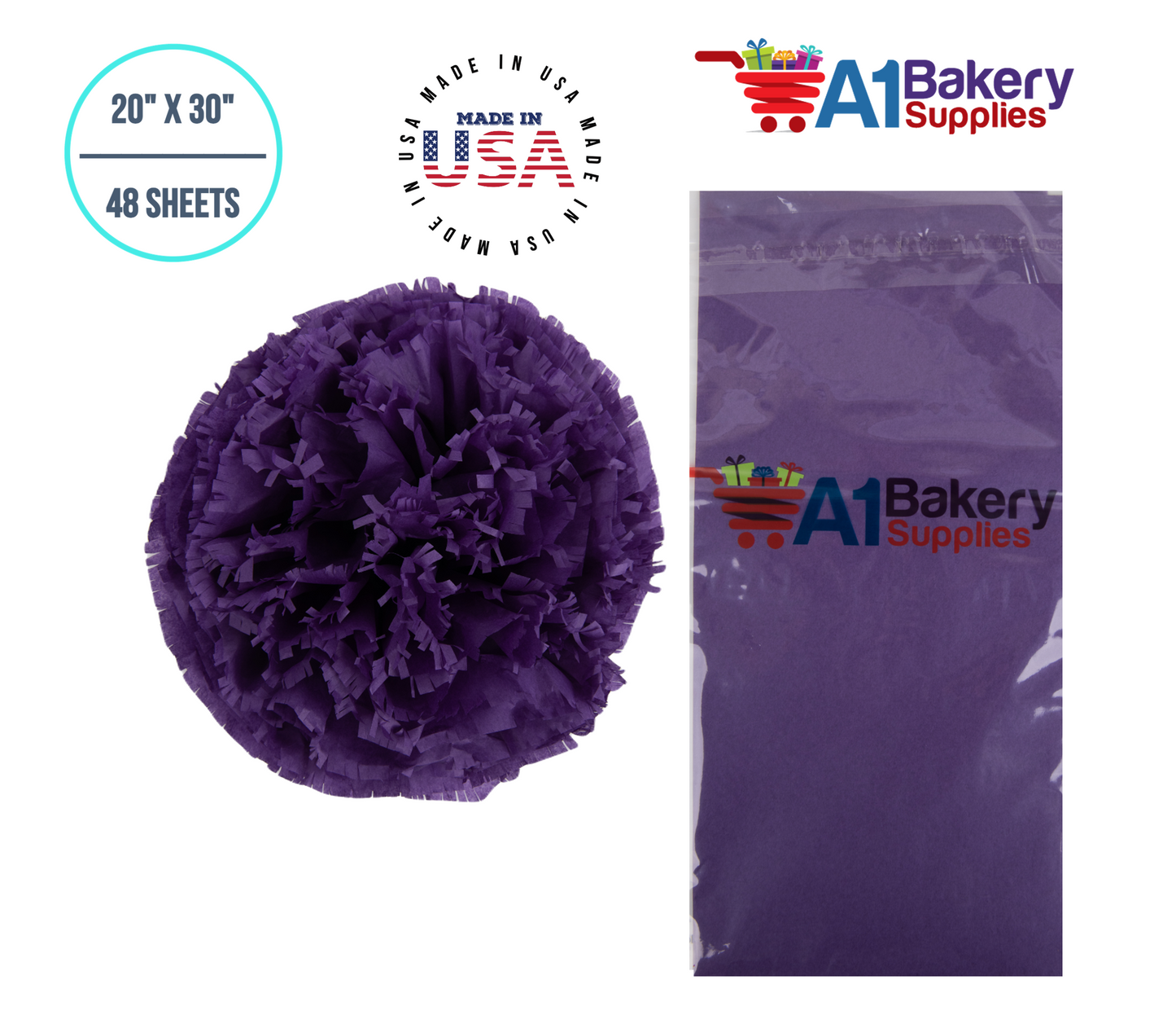 Lavender Tissue Paper Squares, Bulk 48 Sheets, Premium Gift Wrap and Art Supplies for Birthdays, Holidays, or Presents by A1BakerySupplies, Medium 20 Inch x 30 Inch