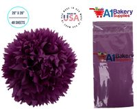 Plum Tissue Paper Squares, Bulk 48 Sheets, Premium Gift Wrap and Art Supplies for Birthdays, Holidays, or Presents by A1BakerySupplies, Medium 20 Inch x 26 Inch