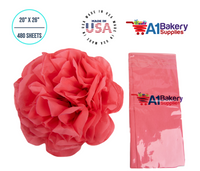 Coral Rose Color Gift Wrap Tissue Paper 20 Inch x 26 Inch  - 480 Sheets Pack