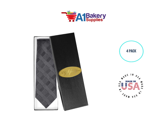 Black Men's Tie Gift Boxes Socks Gift Boxes 4 pack with Gold Gift for You Tag
