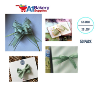 A1BakerySupplies 50 Pieces Pull Bow for Gift Wrapping Gift Bows Pull Bow With Ribbon for Wedding Gift Baskets, 5.5 Inch 20 Loop in Sage Color