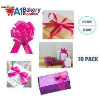 A1BakerySupplies 10 Pieces Pull Bow for Gift Wrapping Gift Bows Pull Bow With Ribbon for Wedding Gift Baskets, 5.5 Inch 20 Loop in Pink Beauty Color