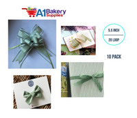 A1BakerySupplies 10 Pieces Pull Bow for Gift Wrapping Gift Bows Pull Bow With Ribbon for Wedding Gift Baskets, 5.5 Inch 20 Loop in Sage Color