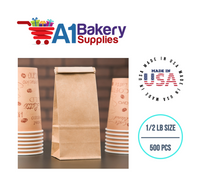 1/2 LB Size Brown No Window Tin Tie Bags 500 PCS  Kraft  Bakery Bags with No Window Resealable Tin Tie Tab Lock Poly-Lined Bags Kraft Paper Bags for Cookies, Coffee