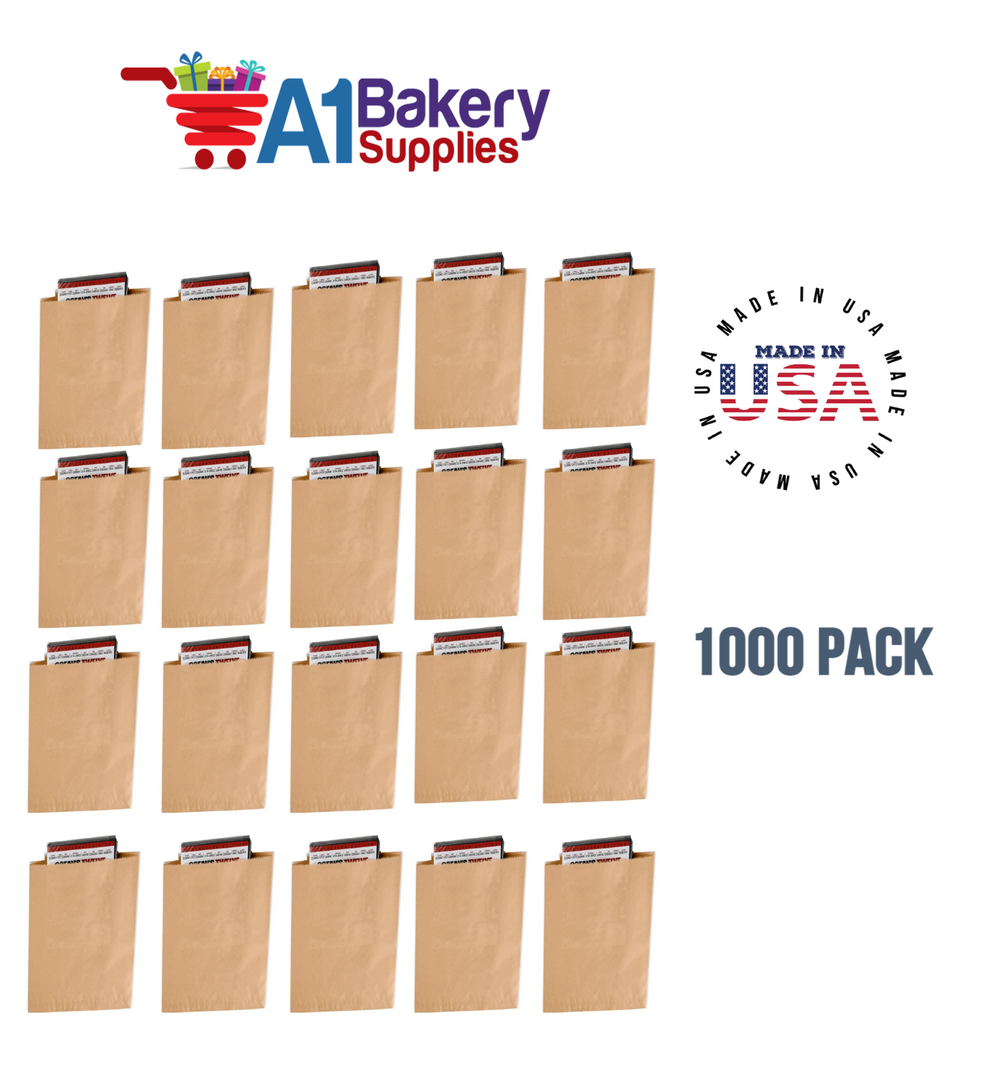 Kraft Flat Merchandise Bags, Medium, 1000 Pack - 8.5"x11"