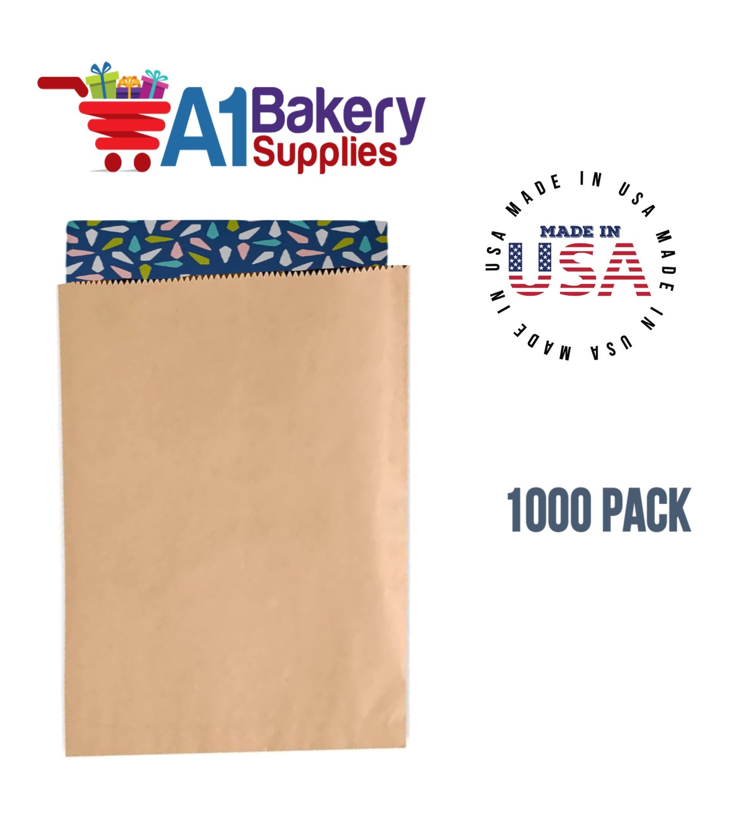 Kraft Flat Merchandise Bags, Medium, 1000 Pack - 12"x15"
