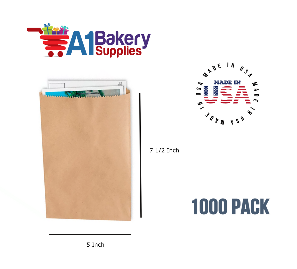 Kraft Flat Merchandise Bags, Medium, 1000 Pack - 5"x7-1/2"