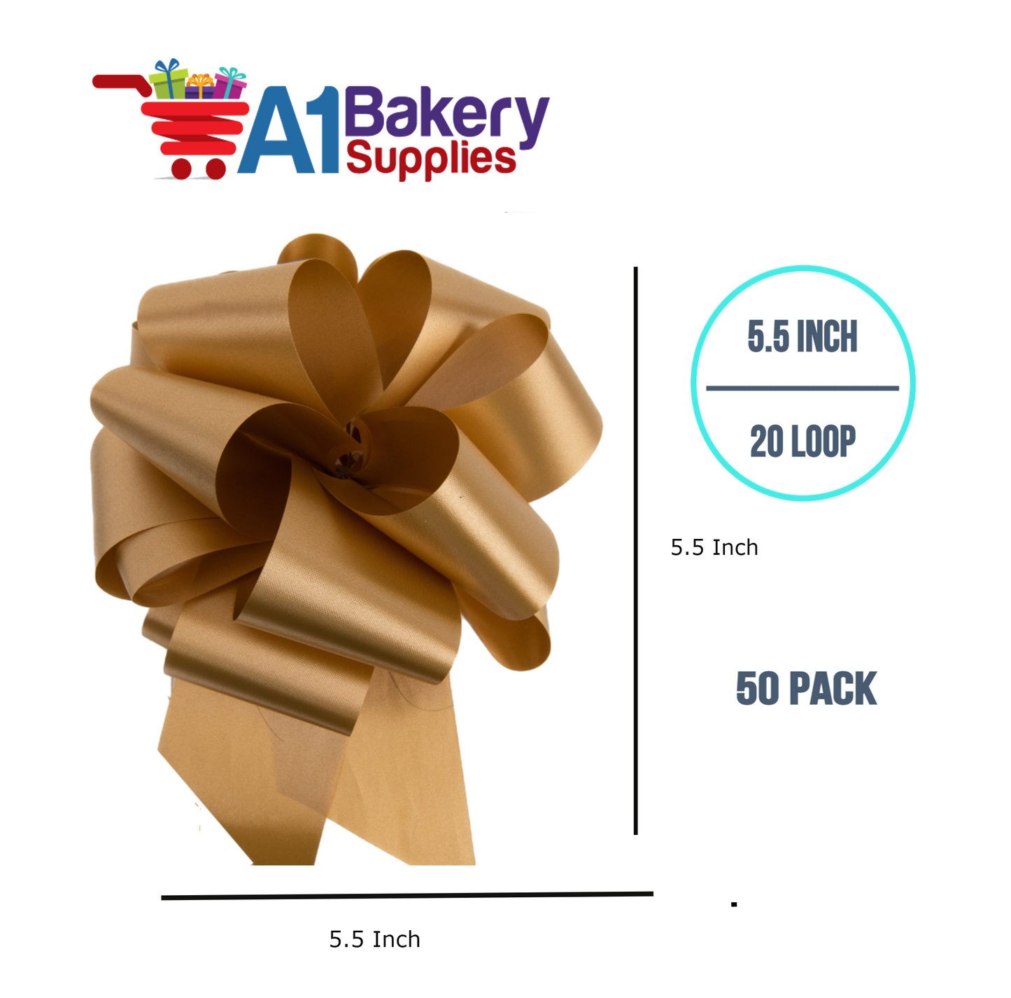 A1BakerySupplies 50 Pieces Pull Bow for Gift Wrapping Gift Bows Pull Bow With Ribbon for Wedding Gift Baskets, 5.5 Inch 20 Loop in Mixed Color