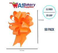 A1BakerySupplies 50 Pieces Pull Bow for Gift Wrapping Gift Bows Pull Bow With Ribbon for Wedding Gift Baskets, 5.5 Inch 20 Loop in Orange Color