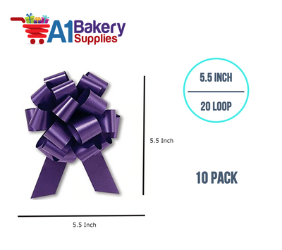 A1BakerySupplies 10 Pieces Pull Bow for Gift Wrapping Gift Bows Pull Bow With Ribbon for Wedding Gift Baskets, 5.5 Inch 20 Loop in Purple Color