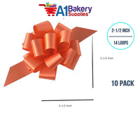 A1BakerySupplies 10 Pieces Pull Bow for Gift Wrapping Gift Bows Pull Bow With Ribbon for Wedding Gift Baskets, 2.5 Inch 14 Loop Tropical Orange Flora Satin Color